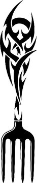 Pitchfork Silhouette with Abstract Tribal Handle