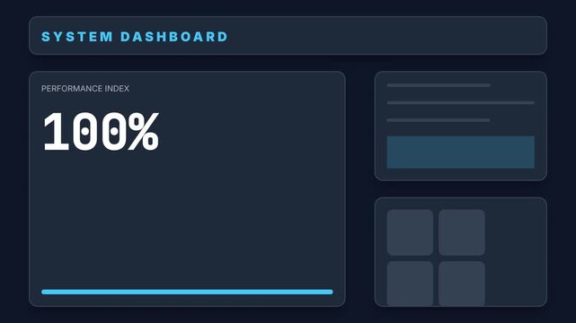 System Dashboard Interface Showing Performance Progress and Data Analysis.