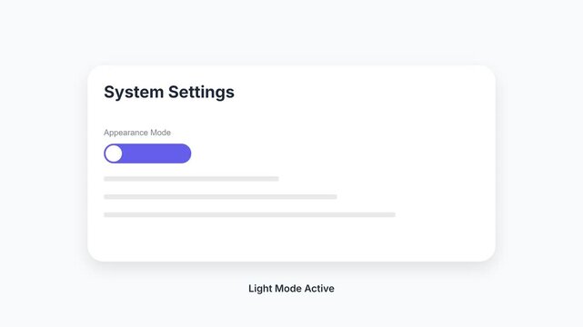 System Settings Interface with Light and Dark Mode Toggle Demonstration.