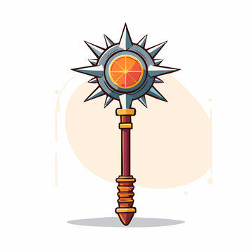 Spiked Mace Weapon Illustration