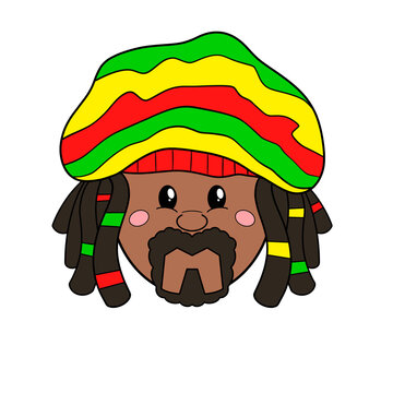 Jamaican man with dreadlocks wearing a reggae hat clip art