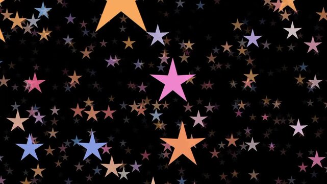 Multiple colour stars isolated on black background 