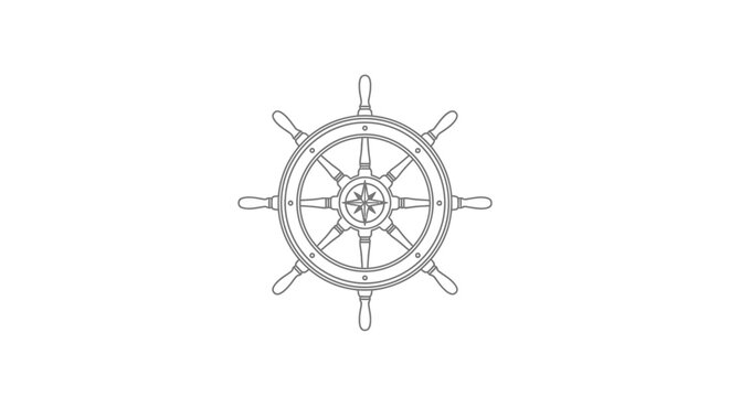 Ship helm wheel nautical steering.