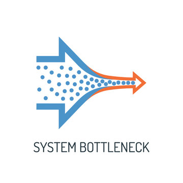 Process narrowing bottleneck icon, flow restriction concept, agile delivery seminar, project operations session, constraint removal coaching, modern vector illustration design