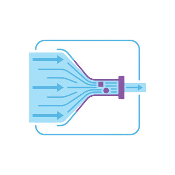 System bottleneck funnel icon, process constraint visualization, operations excellence seminar, lean improvement session, workflow optimization, modern vector illustration design