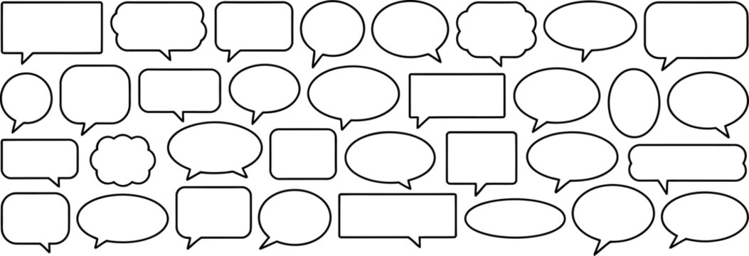  Collection of various speech bubbles and text boxes on white background for chat and dialogue illustrations