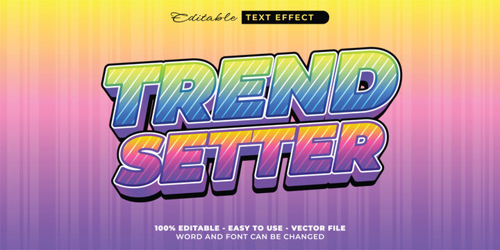 Trend Setter vibrant retro-inspired editable text effect with colorful striped background