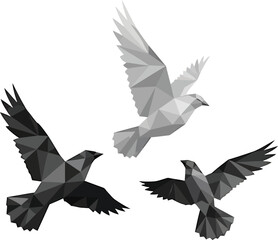Fototapeta premium Geometric Birds Flying on White Background