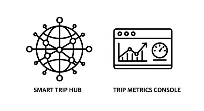 Smart trip hub global network and trip metrics console dashboard with various