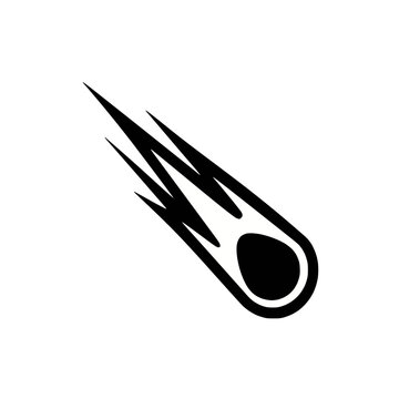Comet icon with a stylized black icon of a comet streaking through space with a trailing tail