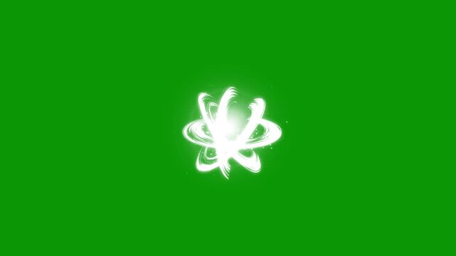 Glowing golden streaks of light, electric ring rotation, abstract energy wave transition, abstract electric slash impact, cinematic motion design,  green background 4k video.