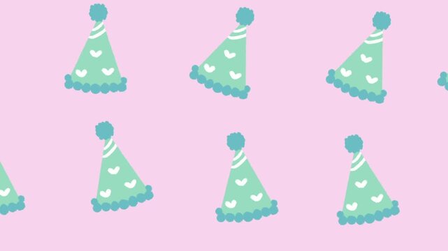 Hand Drawn Seamless Loop Background Featuring Cute Celebration Hats Childlike Doodle Animation