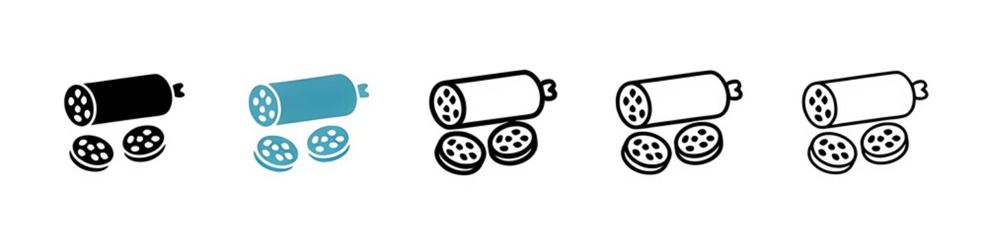 Salami icon pack. line style EPS 10. Thin line customizable illustration. Contour symbol. Vector isolated outline drawing. Editable stroke
