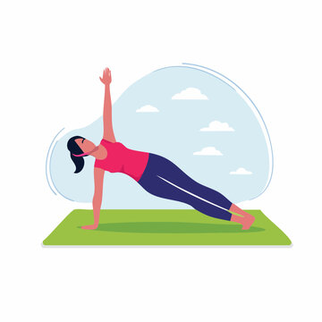 Woman Performing Side Plank Exercise on Yoga Mat