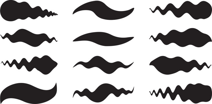 Collection of various black mustache silhouettes on white