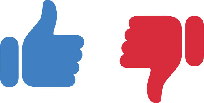 Bright blue thumbs up icon paired with a red thumbs down icon