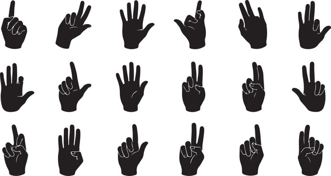 Various Hand Gestures and Finger Counts Illustrated