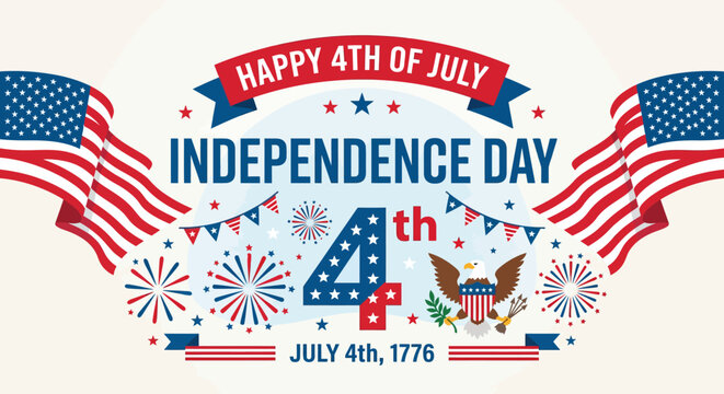 Celebrating American Independence Day with patriotic symbols and festive decorations