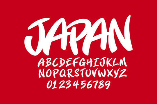 white stylized Japanese typography hand write font