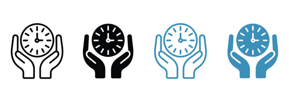 Save time icon vector set, clock, stopwatch, productivity, and efficiency symbols in multiple styles for business, workflow, and management design