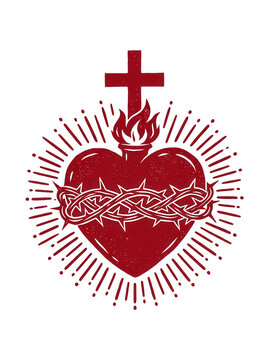 Sacred Heart of Jesus, transparent background, Christian symbol