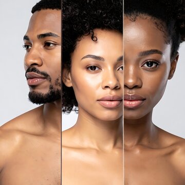 Diverse people split screen faces.