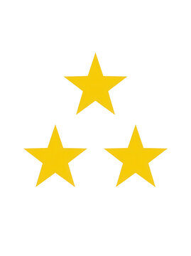 Three yellow stars on transparent background