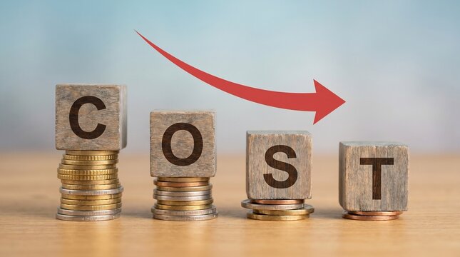 Cost Reduction and Business Expense Management Concept with Wooden Blocks