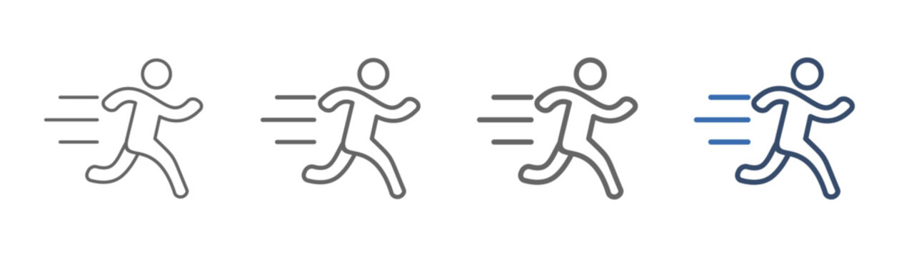 
outline icon set sprint with fast runner design