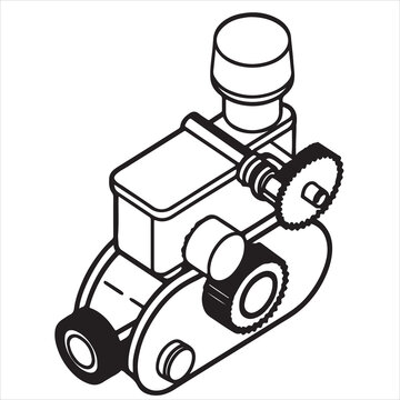 Compact Engine Pump Automotive Mechanical Illustration