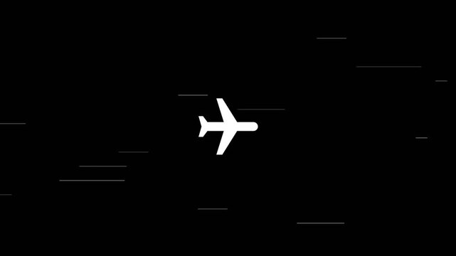 Minimalist white airplane icon flying fast for global travel and aviation