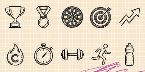Line art outline vector icon set of virtual reality vr gaming console joystick play and entertainment © Broke Stoke