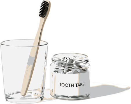 Eco Friendly Bamboo Toothbrush with Glass Cup and Natural Toothpaste Jar for Sustainable Oral Care and Zero Waste Lifestyle