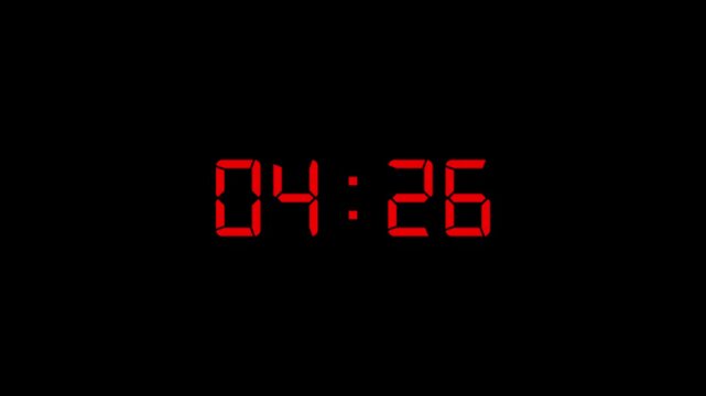 Digital clock 8 seconds count up stopwatch animation motion graphics