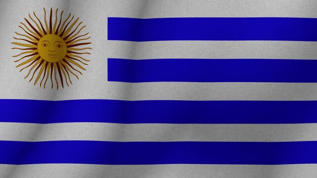 The flag of Oriental Republic of Uruguay. The evolving Uruguay flag in 3d format. 1080p HD animation for presentation