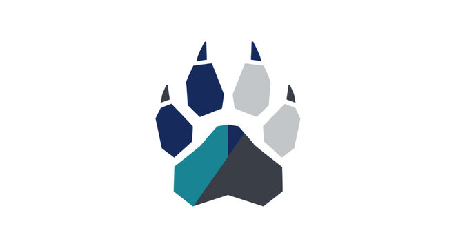Colorful bear paw print logo.