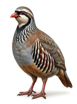 Vector illustration of chukar partridge standing on white background