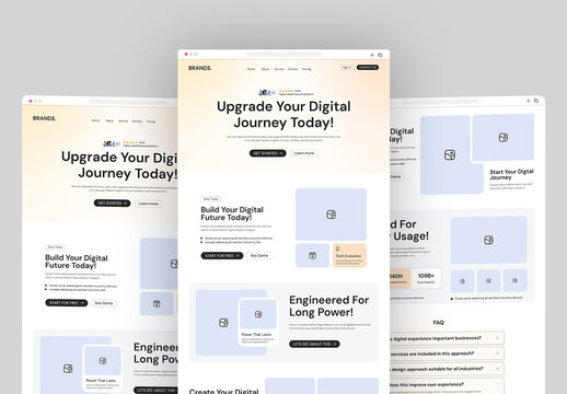 Modern Website Landing Page Wireframe Layout