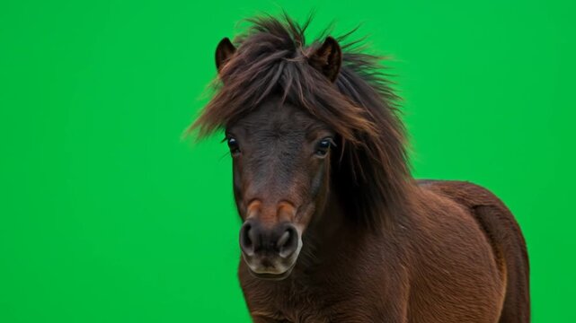Dynamic horse on green screen background for chroma key video.