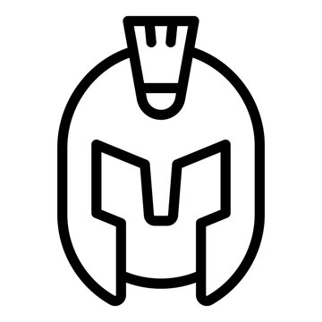 gladiator helmet outline icon. ancient Roman helmet with crest and visor. Roman warrior and history. ancient and culture