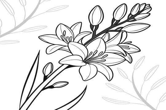 coloring page line art the petunia flower black vector