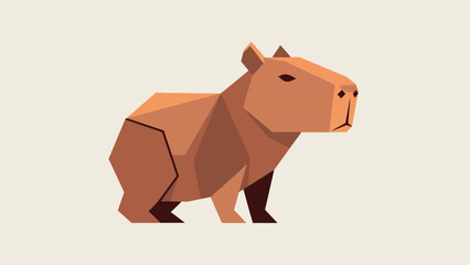 Naklejka premium Geometric Capybara Illustration Side View.