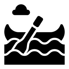gondola glyph icon. Venice gondola boat on canal water. Venice tourism and romantic ride. Italy and travel © andinur