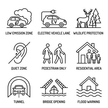 Road and traffic signs collection.