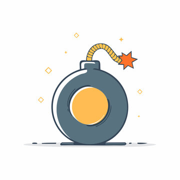 Cartoon Bomb with Burning Fuse