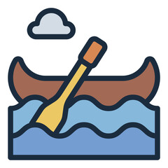 gondola filled line icon. Venice gondola boat on canal water. Venice tourism and romantic ride. Italy and travel © andinur