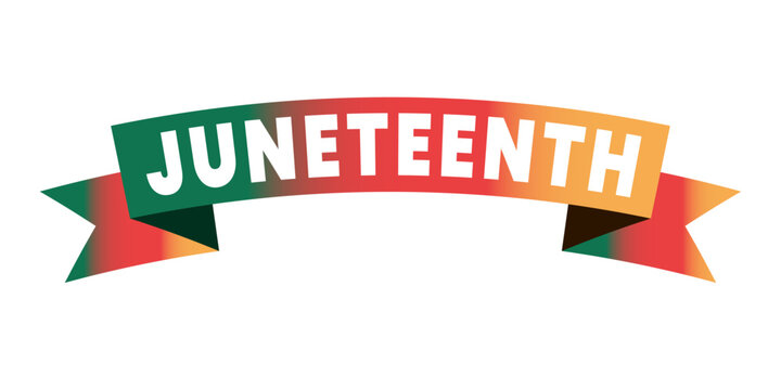 Juneteenth typography on a curved Pan-African ribbon isolated on white