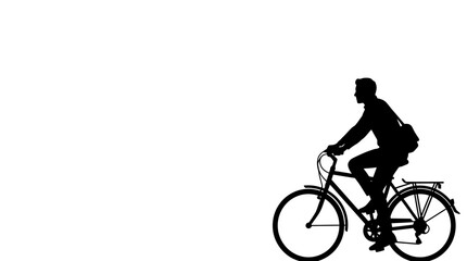 Obraz premium Silhouette of a man riding a bicycle isolated on white background.
