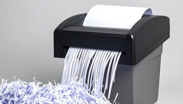 A paper shredder shredding a sheet into strips