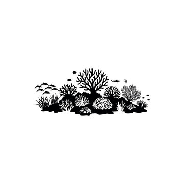 Minimalist Reef and Fish Shadowbox Design.eps